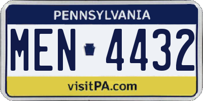 PA license plate MEN4432