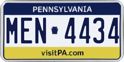 PA license plate MEN4434