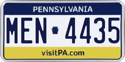 PA license plate MEN4435