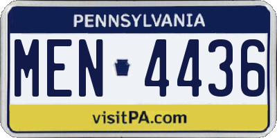 PA license plate MEN4436