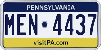 PA license plate MEN4437