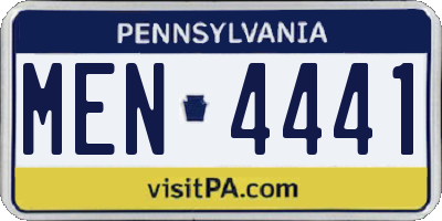 PA license plate MEN4441