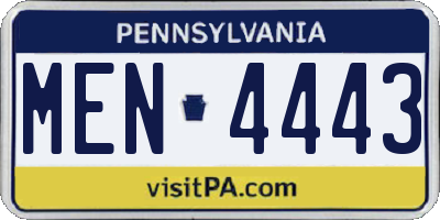 PA license plate MEN4443