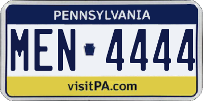 PA license plate MEN4444