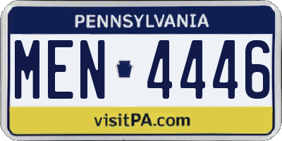 PA license plate MEN4446