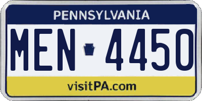 PA license plate MEN4450