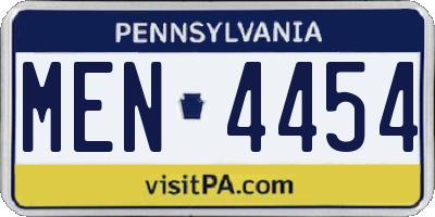 PA license plate MEN4454