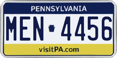 PA license plate MEN4456