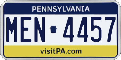 PA license plate MEN4457