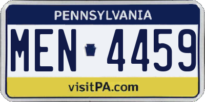 PA license plate MEN4459