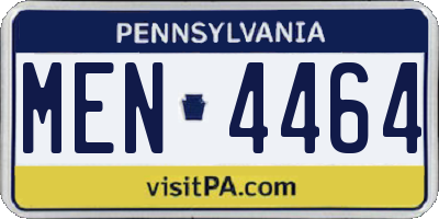 PA license plate MEN4464