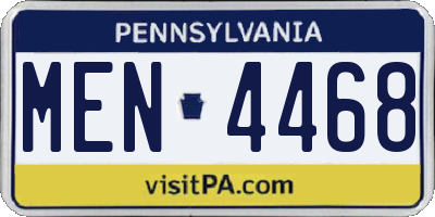 PA license plate MEN4468