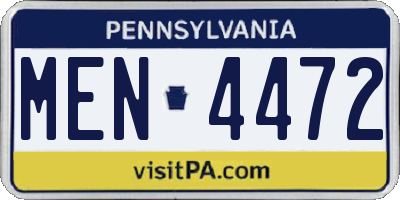 PA license plate MEN4472