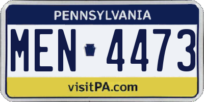 PA license plate MEN4473
