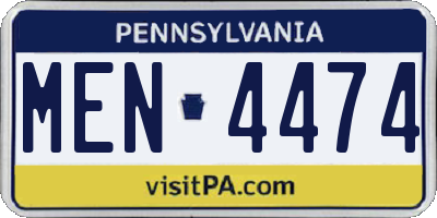 PA license plate MEN4474