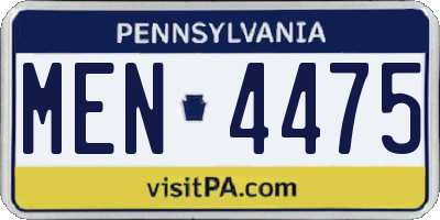 PA license plate MEN4475