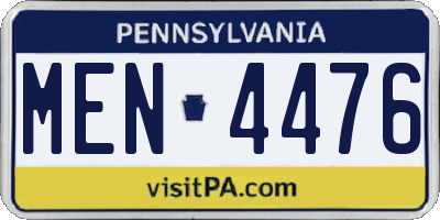 PA license plate MEN4476