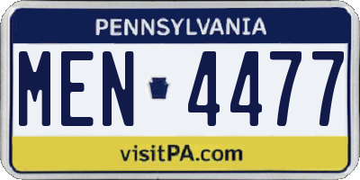 PA license plate MEN4477