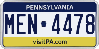 PA license plate MEN4478