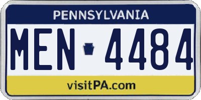 PA license plate MEN4484