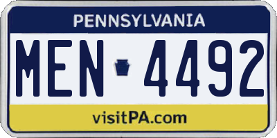PA license plate MEN4492