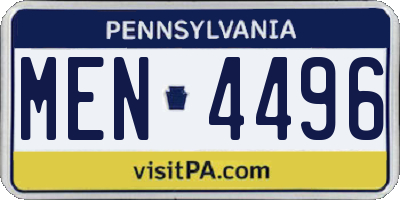 PA license plate MEN4496