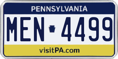 PA license plate MEN4499