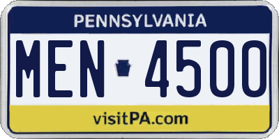 PA license plate MEN4500