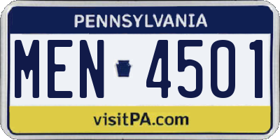 PA license plate MEN4501