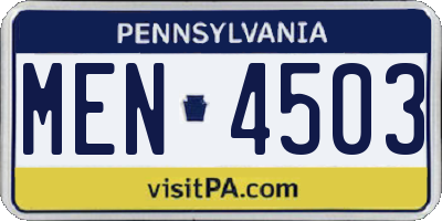 PA license plate MEN4503