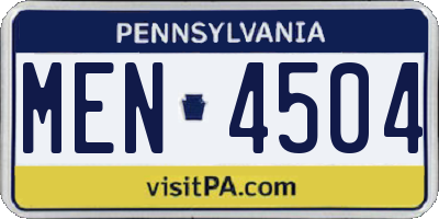 PA license plate MEN4504