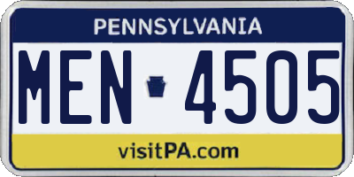 PA license plate MEN4505