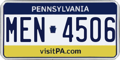 PA license plate MEN4506