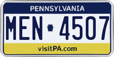 PA license plate MEN4507