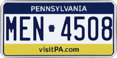 PA license plate MEN4508
