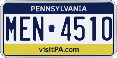 PA license plate MEN4510