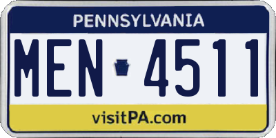 PA license plate MEN4511