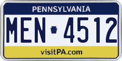 PA license plate MEN4512