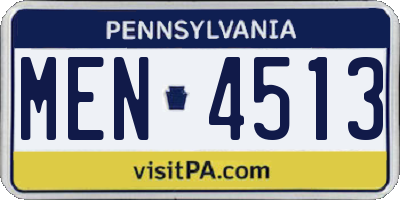 PA license plate MEN4513
