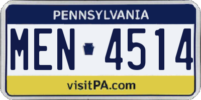 PA license plate MEN4514