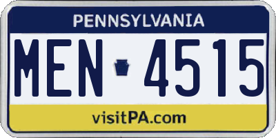 PA license plate MEN4515
