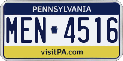 PA license plate MEN4516