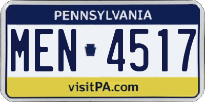 PA license plate MEN4517