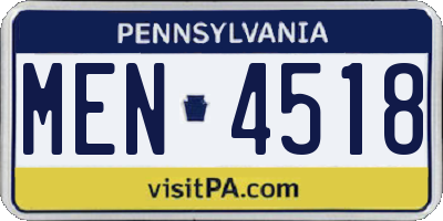 PA license plate MEN4518