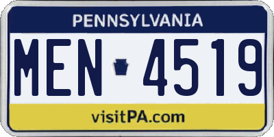 PA license plate MEN4519