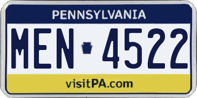 PA license plate MEN4522