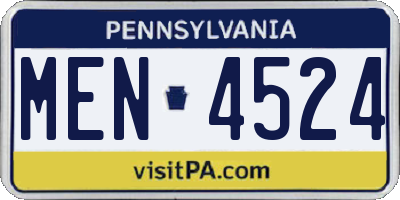 PA license plate MEN4524