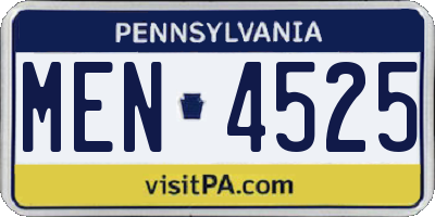 PA license plate MEN4525