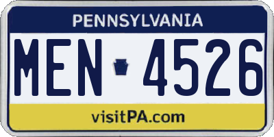 PA license plate MEN4526