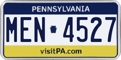 PA license plate MEN4527